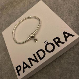 6.3 Inch Pandora moments Daisy Flower Clasp Snake Chain Bracelet